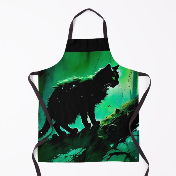 Item preview, black green cat designed and sold by Kowhai-art.