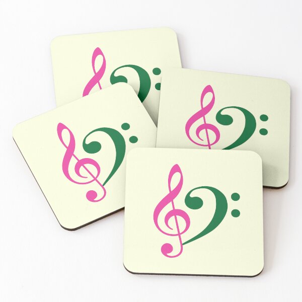 Item preview, Treble Clef and Bass Clef | Pink and Green | Music Note designed and sold by rsty11.