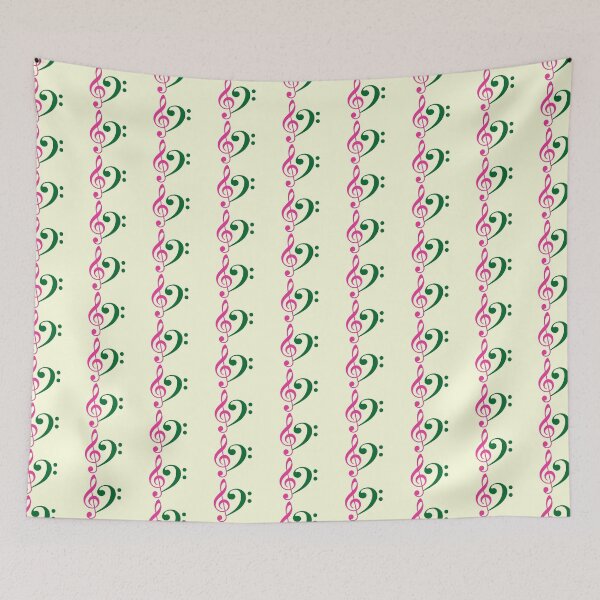 Item preview, Treble Clef and Bass Clef | Pink and Green | Music Note designed and sold by rsty11.