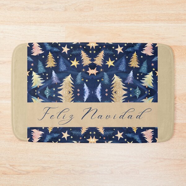 Item preview, ¡Feliz Navidad! Navidad azul. Patrón de árboles de Navidad en colores arena y azul. designed and sold by FreeSoulLab.