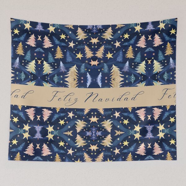 Item preview, ¡Feliz Navidad! Navidad azul. Patrón de árboles de Navidad en colores arena y azul. designed and sold by FreeSoulLab.