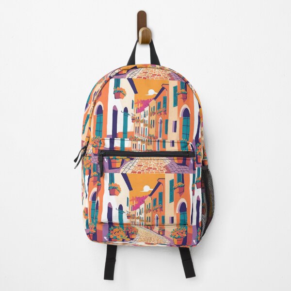 Item preview, Vibrant Mediterranean Street with Colourful Blooms designed and sold by RaiyaTees.