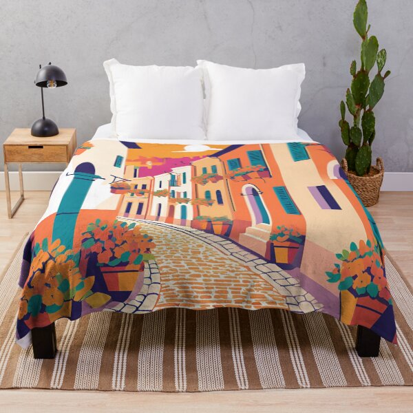 Item preview, Vibrant Mediterranean Street with Colourful Blooms designed and sold by RaiyaTees.
