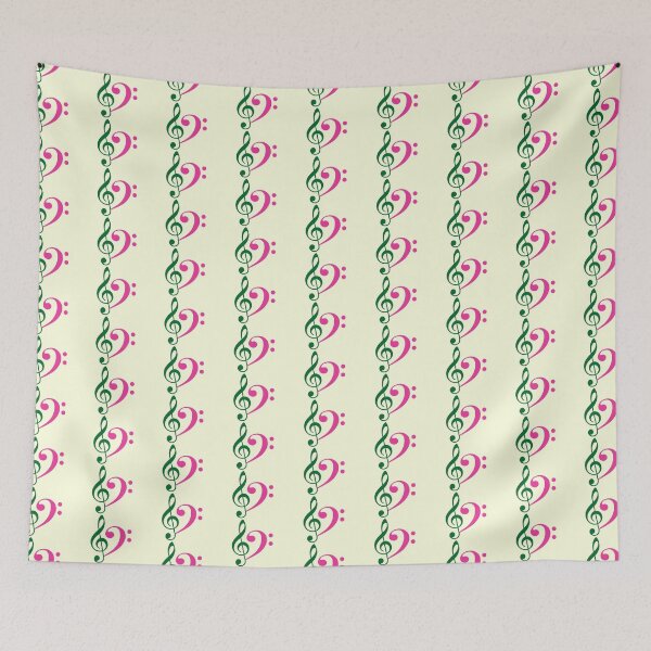 Item preview, Treble Clef and Bass Clef | Green and Pink | Music Note designed and sold by rsty11.
