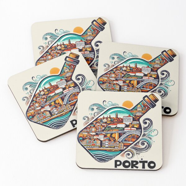 Aperçu de l'œuvre La ville de Porto au Portugal dans une bouteille de Porto créée et vendue par ReachForArt.