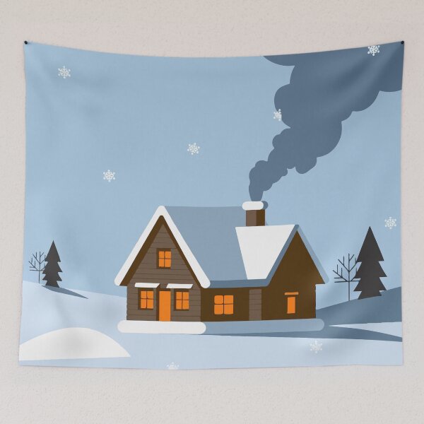 Item preview, Snowy Cozy Winter Cottage designed and sold by e-milka.