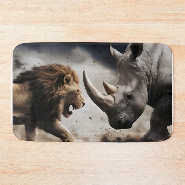 Item preview, Clash of the titans. Lion versus rhinoceros. designed and sold by MyHappyArtShop.