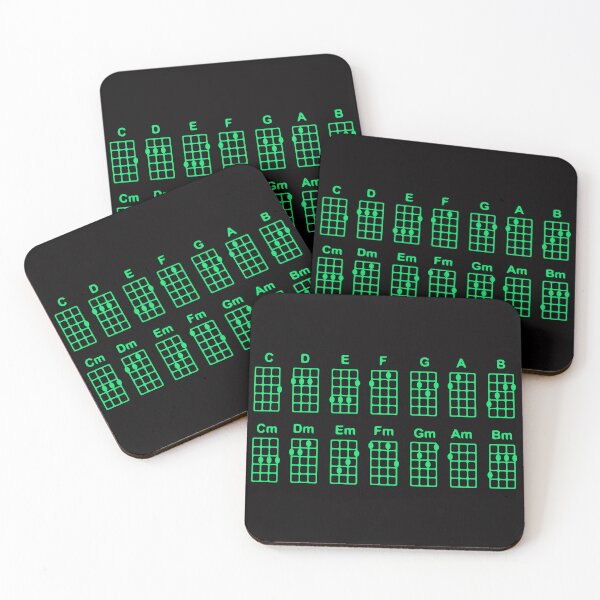 Item preview, Basic ukulele chords/ black background, turquoise pattern. designed and sold by My-fake-places.