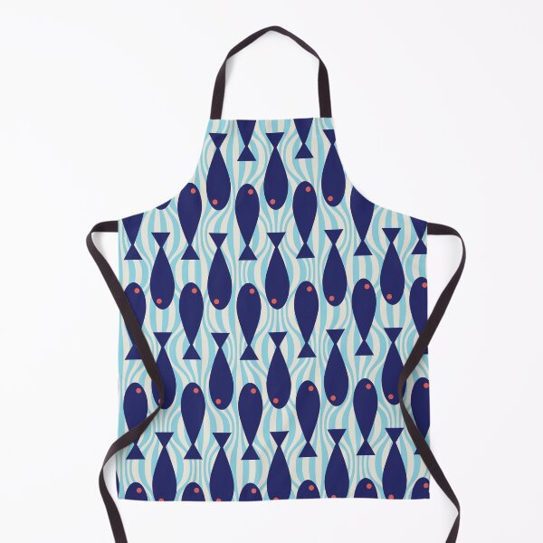 Item preview, Retro Scandinavian Mid Century Blue Fish in Water Pattern designed and sold by MarikaJohnson.
