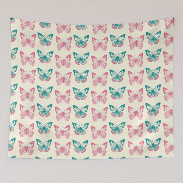 Item preview, Elegance in Stillness: The Calm of Pink and Turquoise Butterflies designed and sold by MadCreations33.