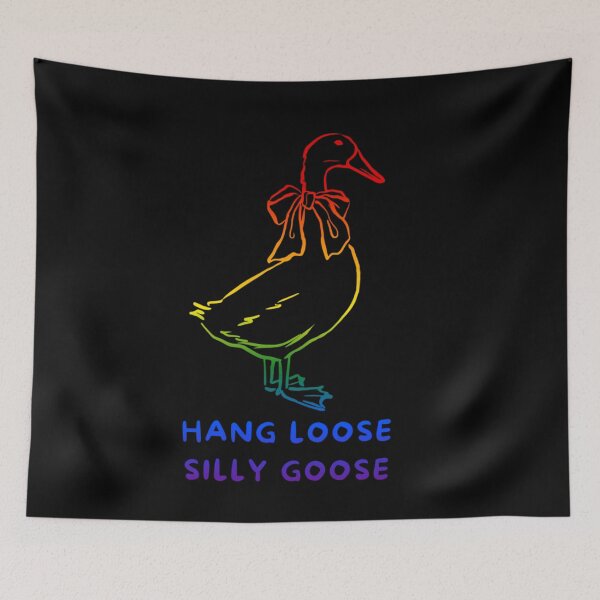 Item preview, Hang loose  silly goose slogan, Reserved goose with bow graphic, pride, silly goose, thanksgiving vibes, funny, pridebeproud, meme, cute, joke, quack quack, animals, holiday vibes designed and sold by PrideBeProud.