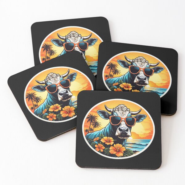 Item preview, Beach Bum Cow with Sunglasses at Sunset in Hawaii designed and sold by NautiChic.