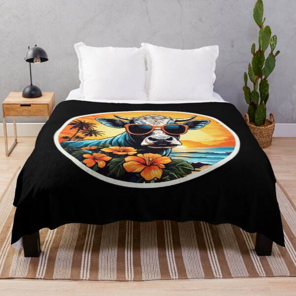Item preview, Beach Bum Cow with Sunglasses at Sunset in Hawaii designed and sold by NautiChic.