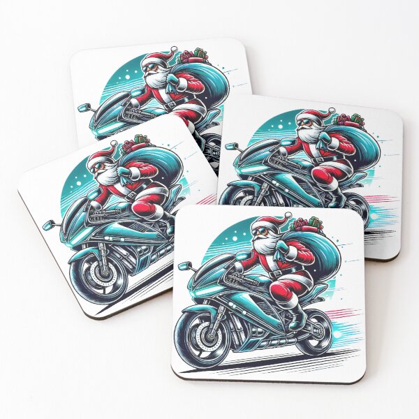 Item preview, Santa Racing on Sleek Motorcycle with Christmas Gifts designed and sold by AIARTIST1.