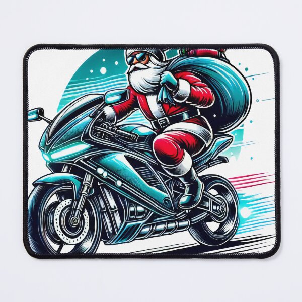 Item preview, Santa Racing on Sleek Motorcycle with Christmas Gifts designed and sold by AIARTIST1.
