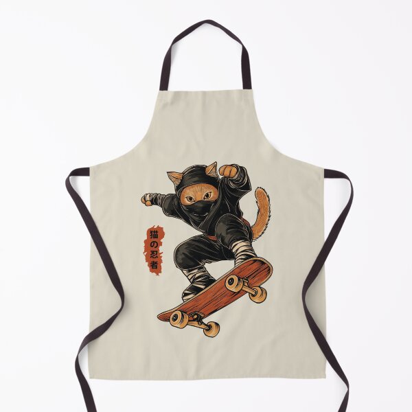 Item preview, Ninja Cat Skater on Retro Japanese Skateboard designed and sold by OrenjiArtShop.