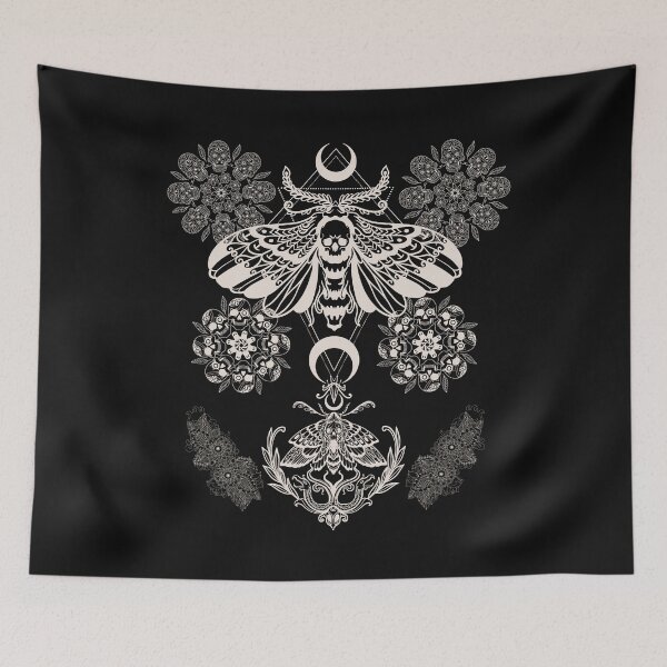 Item preview, Death's-Head Hawkmoth Mandala White Drawing Design designed and sold by EarthArtDesigns.
