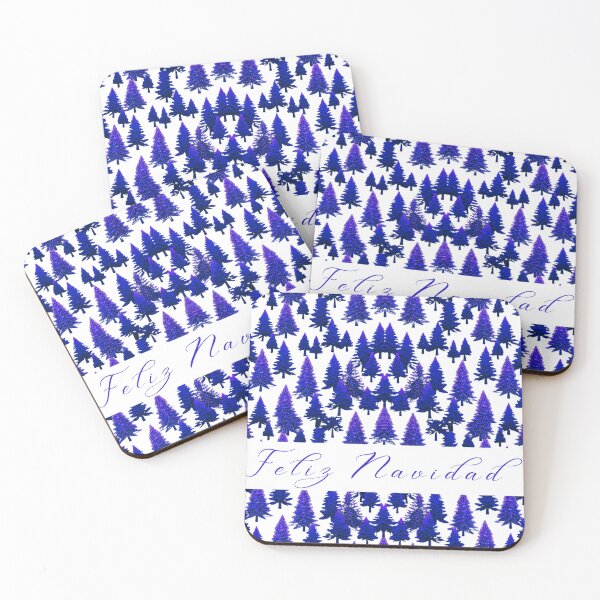 Item preview, ¡Feliz Navidad! Navidad azul. Patrón de árbol de Navidad en colores azul-violeta y blanco. designed and sold by FreeSoulLab.