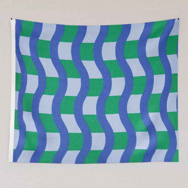 Item preview, Pop Cushion - Wavy Lines Blue / Green designed and sold by LeGrizou.