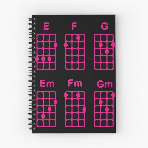 Item preview, Basic ukulele chords/ black background, magenta pattern. designed and sold by My-fake-places.