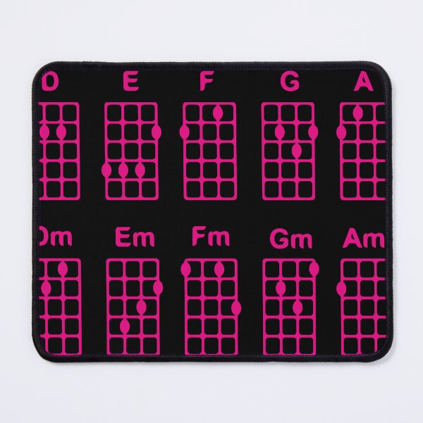 Item preview, Basic ukulele chords/ black background, magenta pattern. designed and sold by My-fake-places.