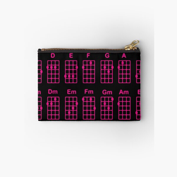 Item preview, Basic ukulele chords/ black background, magenta pattern. designed and sold by My-fake-places.