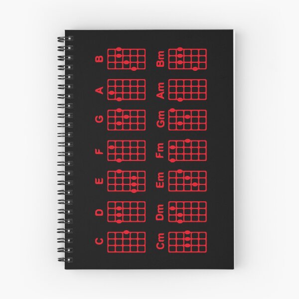 Item preview, Basic ukulele chords/ black background, red pattern. designed and sold by My-fake-places.