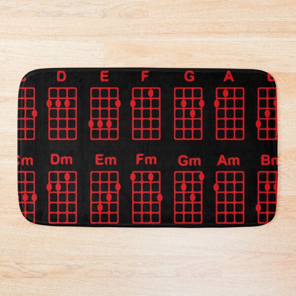 Item preview, Basic ukulele chords/ black background, red pattern. designed and sold by My-fake-places.