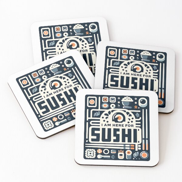 Item preview, I Am Here for Sushi – Minimalist Cubic Art for Sushi Lovers designed and sold by OzzFrequency.