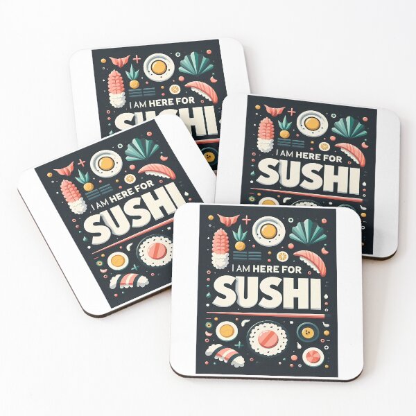 Item preview, I Am Here for Sushi – Minimalist Cubic Art for Sushi Lovers designed and sold by OzzFrequency.