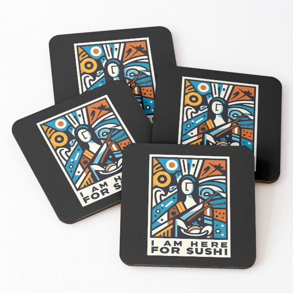 Item preview, I Am Here for Sushi – Minimalist Cubic Art for Sushi Lovers designed and sold by OzzFrequency.