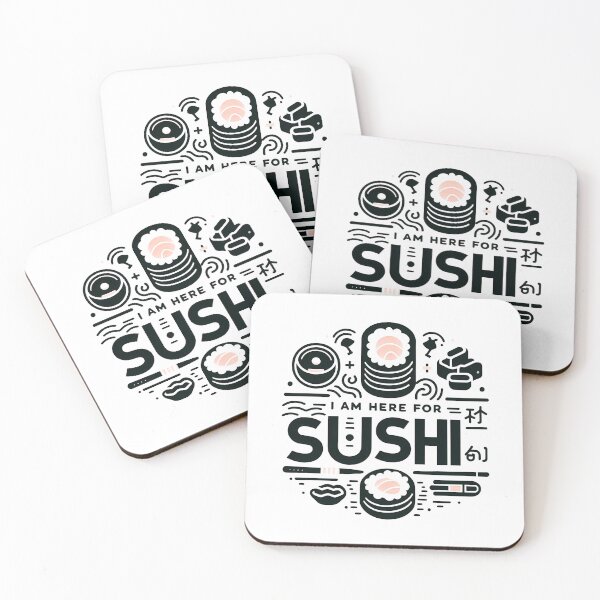 Item preview, I Am Here for Sushi – Minimalist Cubic Art for Sushi Lovers designed and sold by OzzFrequency.
