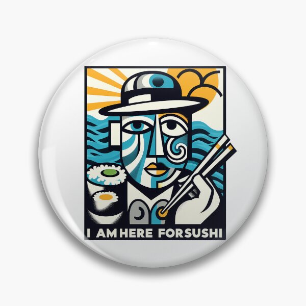 Item preview, I Am Here for Sushi – Minimalist Cubic Art for Sushi Lovers designed and sold by OzzFrequency.