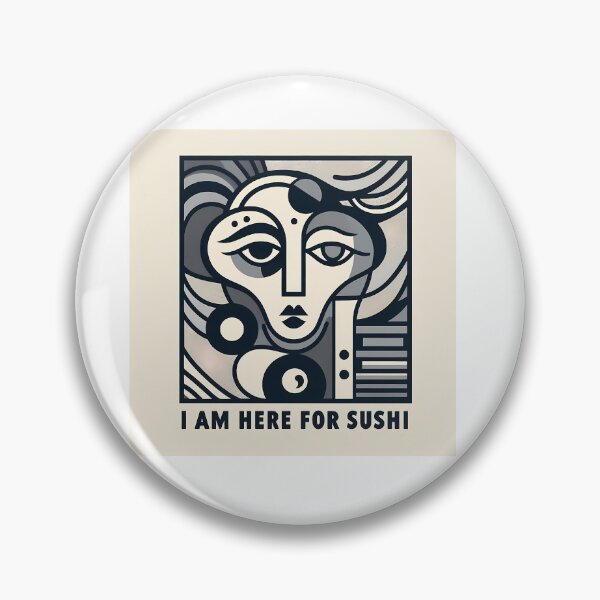 Item preview, I Am Here for Sushi – Minimalist Cubic Art for Sushi Lovers designed and sold by OzzFrequency.