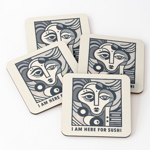 Item preview, I Am Here for Sushi – Minimalist Cubic Art for Sushi Lovers designed and sold by OzzFrequency.