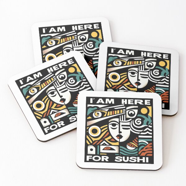 Item preview, I Am Here for Sushi – Minimalist Cubic Art for Sushi Lovers designed and sold by OzzFrequency.