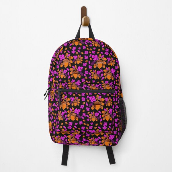 Item preview, Joyful Gatherings: Orange and  Pink Acorn Bundles on Black Background designed and sold by IraNiva.