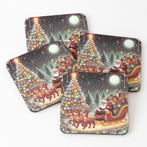 Item preview, Christmas Santa And Reindeers C8 designed and sold by HappyHavenStu.