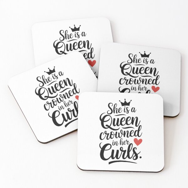 Item preview, Inspirational motto for woman written in handwriting - ,,She is a Queen crowned in her curls." designed and sold by SaraSumi.