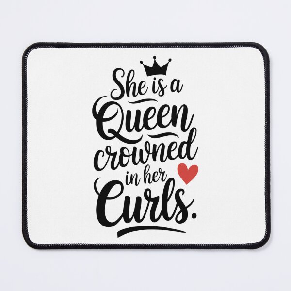Item preview, Inspirational motto for woman written in handwriting - ,,She is a Queen crowned in her curls." designed and sold by SaraSumi.