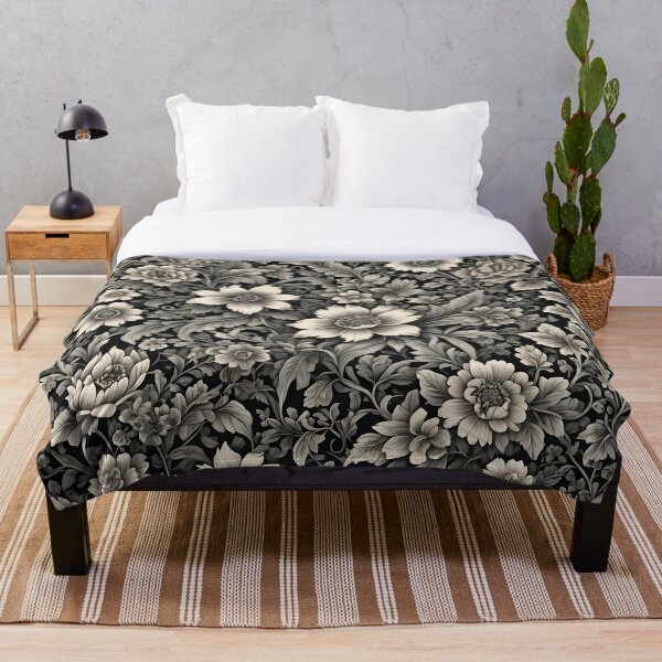 Item preview, Black and White Old Floral Pattern designed and sold by Rosa-Canina64.