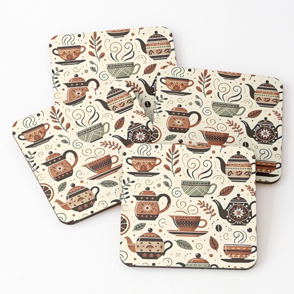 Item preview, Charming teapots and cups pattern designed and sold by Haji  Kamora.