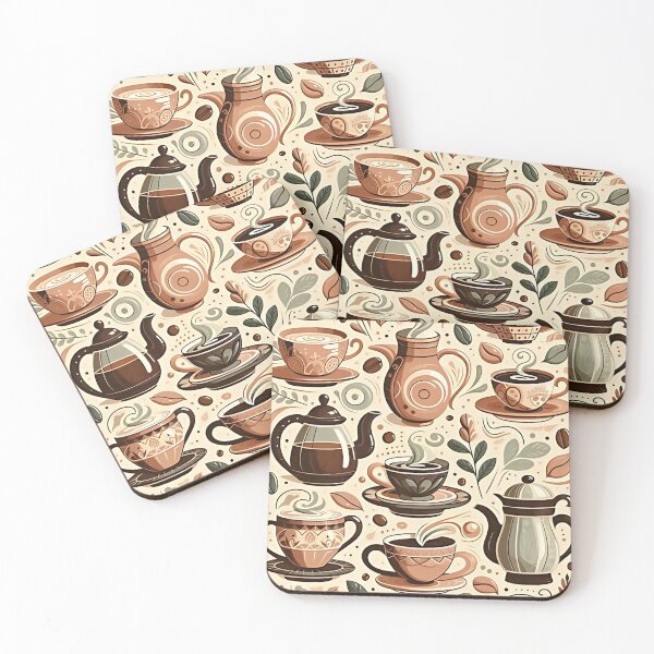 Item preview, Charming teapots and cups pattern designed and sold by Haji  Kamora.