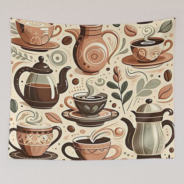 Item preview, Charming teapots and cups pattern designed and sold by Haji  Kamora.