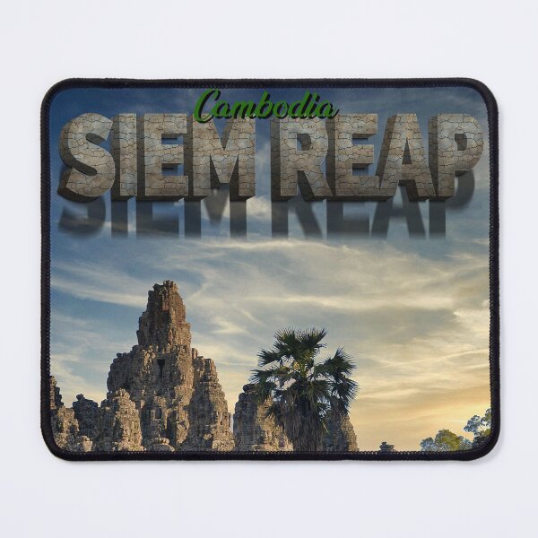 Item preview, Siem Reap, Cambodia - Bayon Temple under Blue Cloudy Sky designed and sold by TravelWish.
