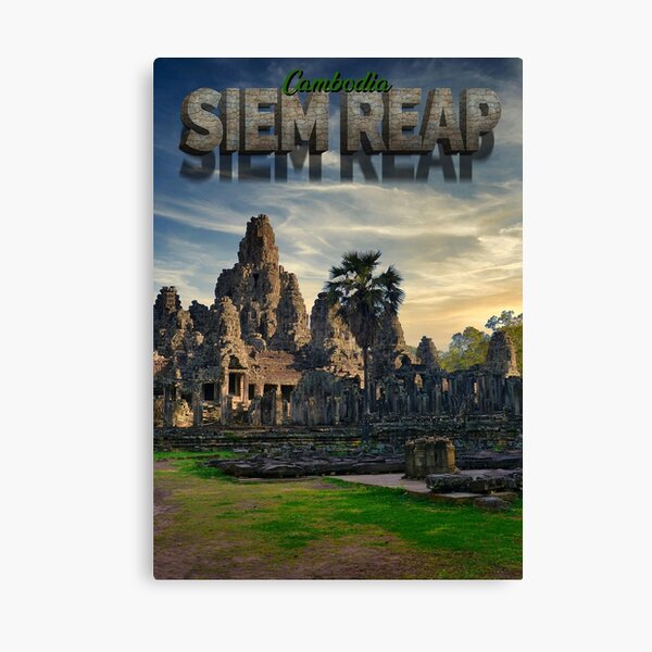 Item preview, Siem Reap, Cambodia - Bayon Temple under Blue Cloudy Sky designed and sold by TravelWish.