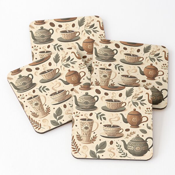 Item preview, Charming teapots and cups pattern designed and sold by Haji  Kamora.