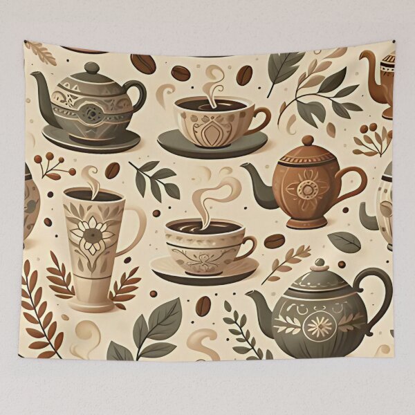 Item preview, Charming teapots and cups pattern designed and sold by Haji  Kamora.
