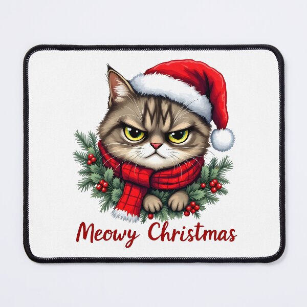Item preview, Meowy Christmas cat with santa hat designed and sold by naatala.