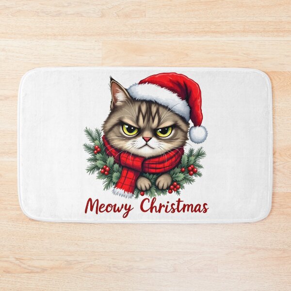 Item preview, Meowy Christmas cat with santa hat designed and sold by naatala.